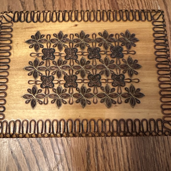Polish Wooden Trinket Jewelry Box Intricate Hand Carved Floral Patterns Poland - Picture 2 of 5